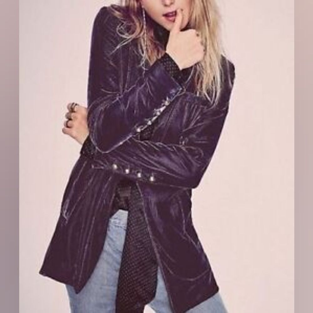 Free People Yesterday's Muse Velvet Chocolate Jacket Size S